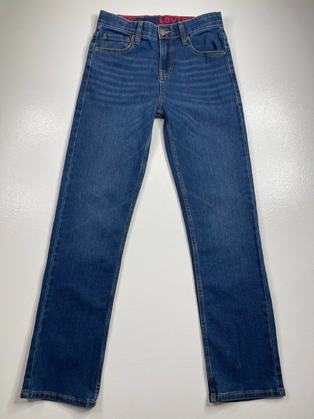 Levi's 514 Straight Fit Performance Denim Blue Jeans Boys Size 14 Reg (27x29)